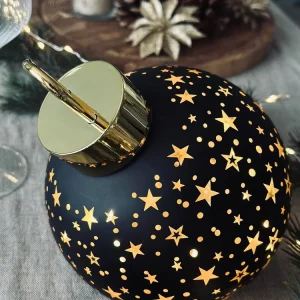 Julekugle med led lys - Black