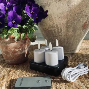 LED lys genopladelige - 4stk med oplader, USB , fjernbetjening