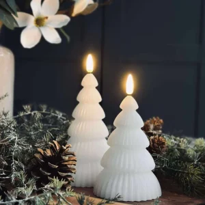 Juletræ med led lys - Sæt med 2 stk. Hvid