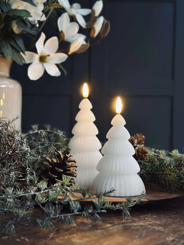 Juletræ med led lys - Sæt med 2 stk. Hvid