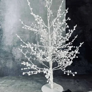 LED Træ med hvide bær - H60cm