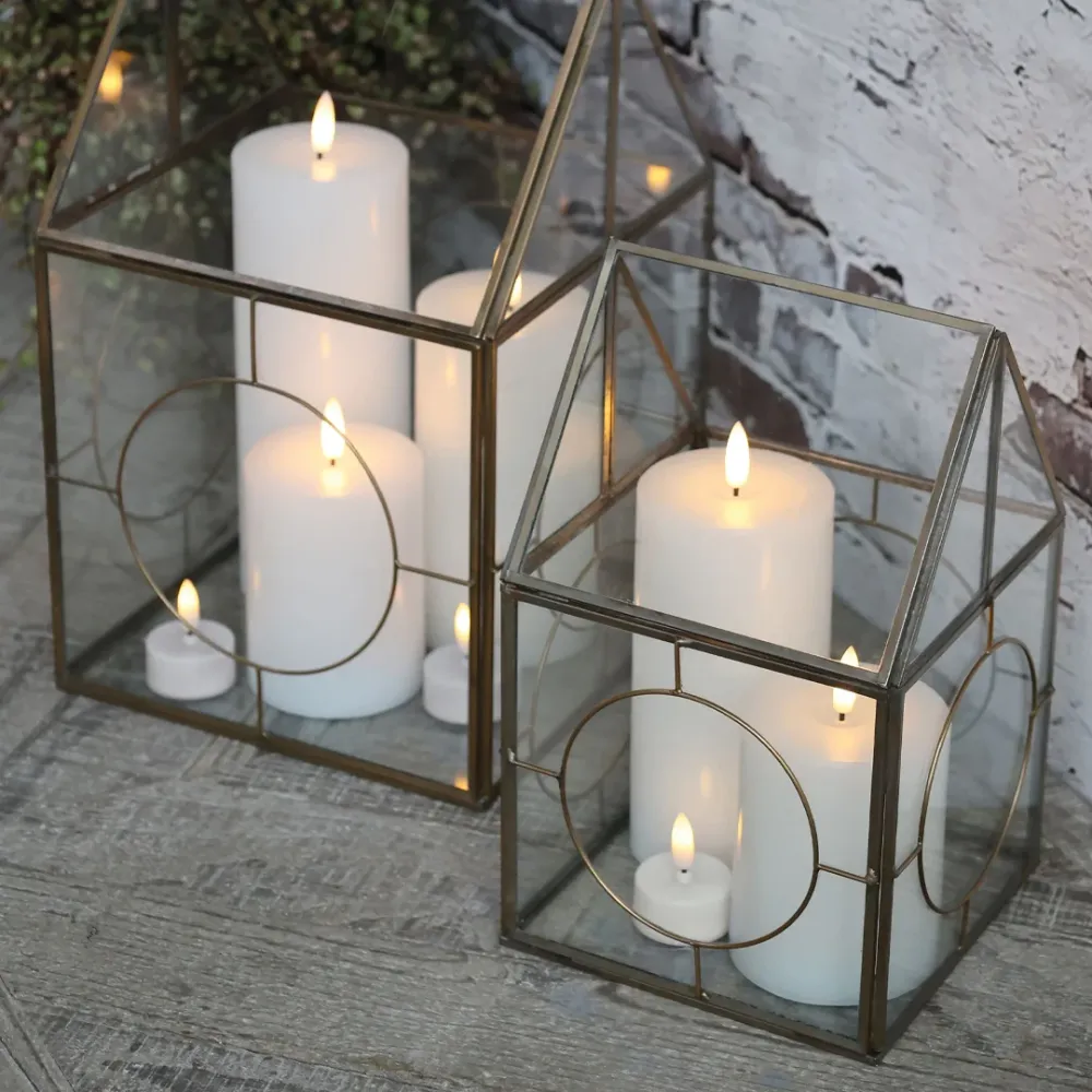 Chic Antique - Bloklys LED inkl. batteri H15/Ø7,5 cm hvid