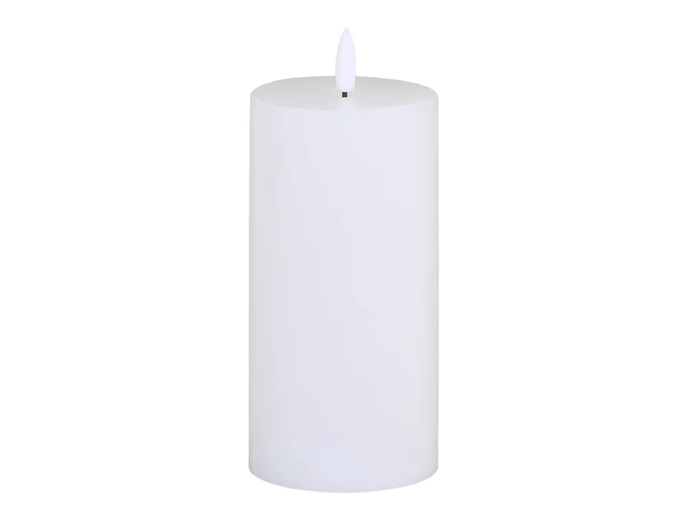 Chic Antique - Bloklys LED inkl. batteri H15/Ø7,5 cm hvid