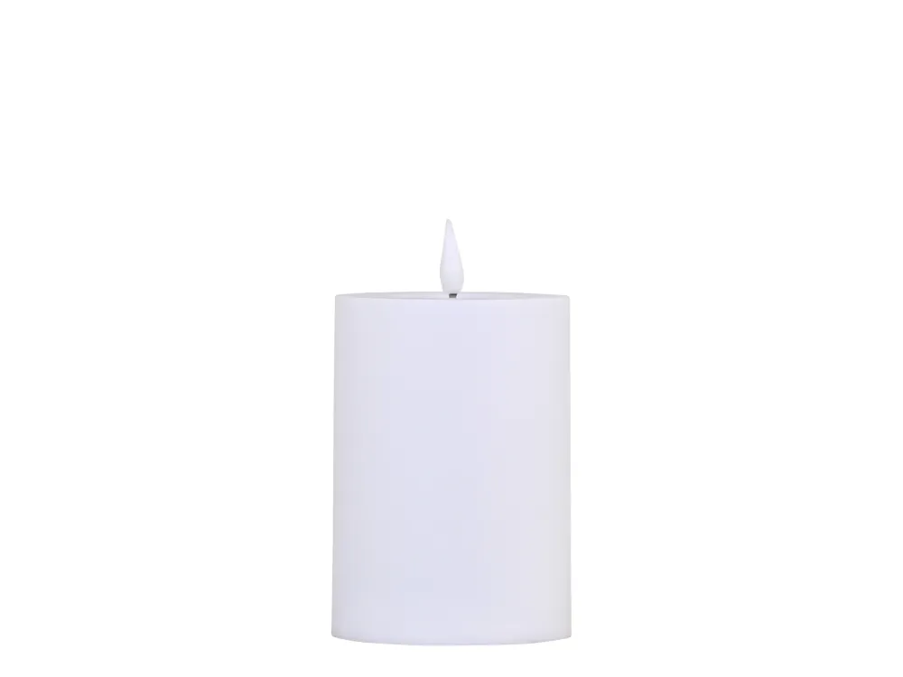 Chic Antique - Bloklys LED til udendørs inkl. batteri H25/Ø10 cm hvid