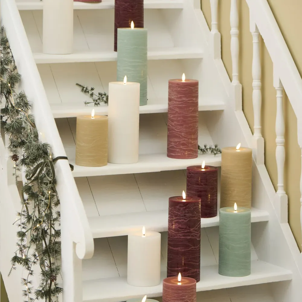 Ib Laursen - LED-bloklys mint m/varm flamme indendørs - 15 cm