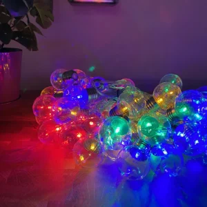 Partylyskæde 50 pærer IP44 adapter 10 funktioner hvid/multi