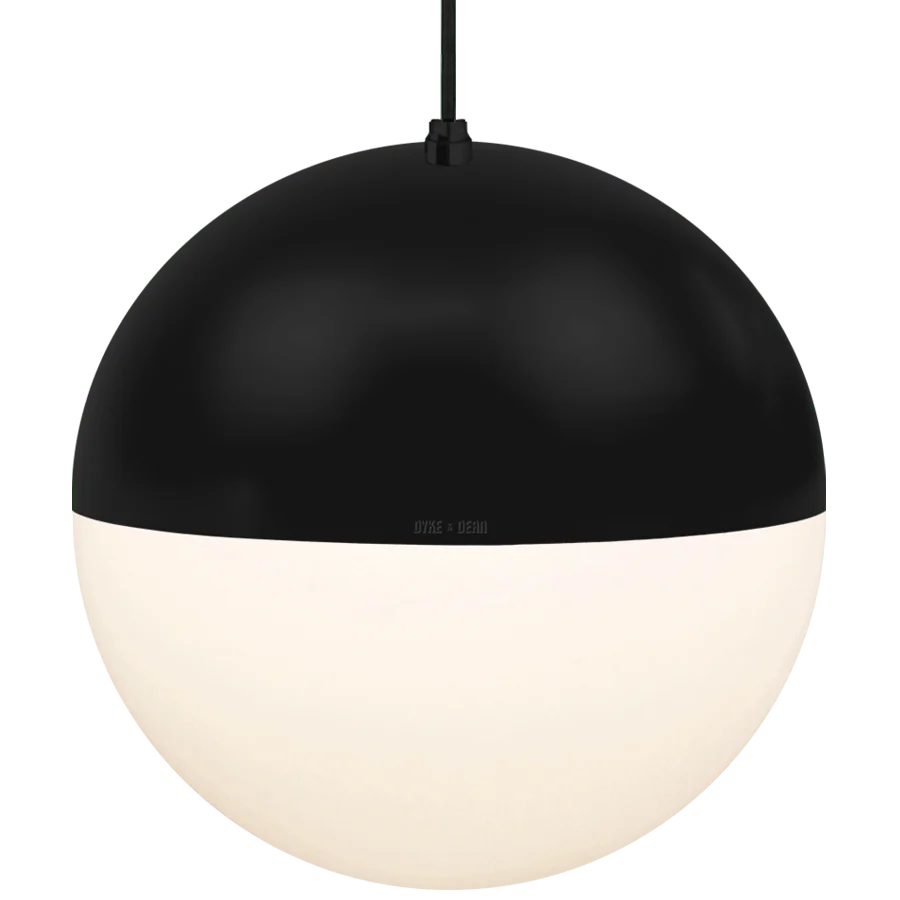 DOME CAPPED OPAL GLOBE PENDANT BLACK 400MM