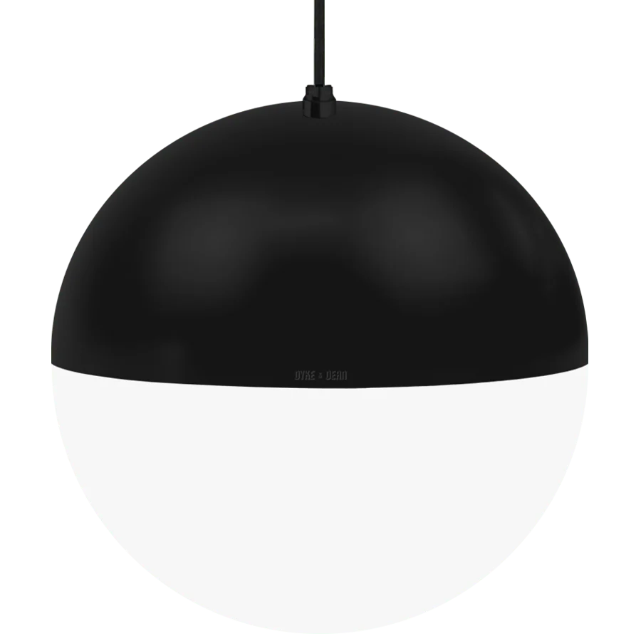 DOME CAPPED OPAL GLOBE PENDANT BLACK 400MM