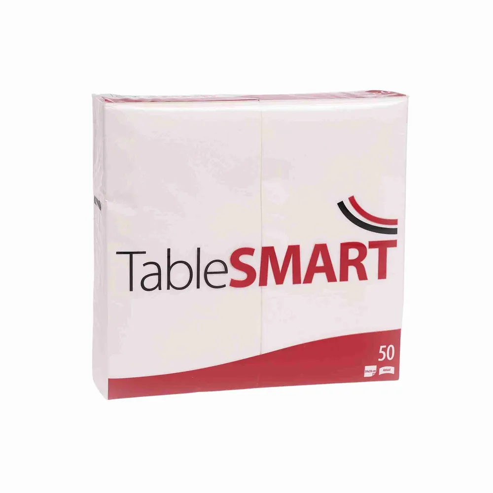 Servietter Airlaid 1/8 fold 40x40 cm Hvid, 50 stk.