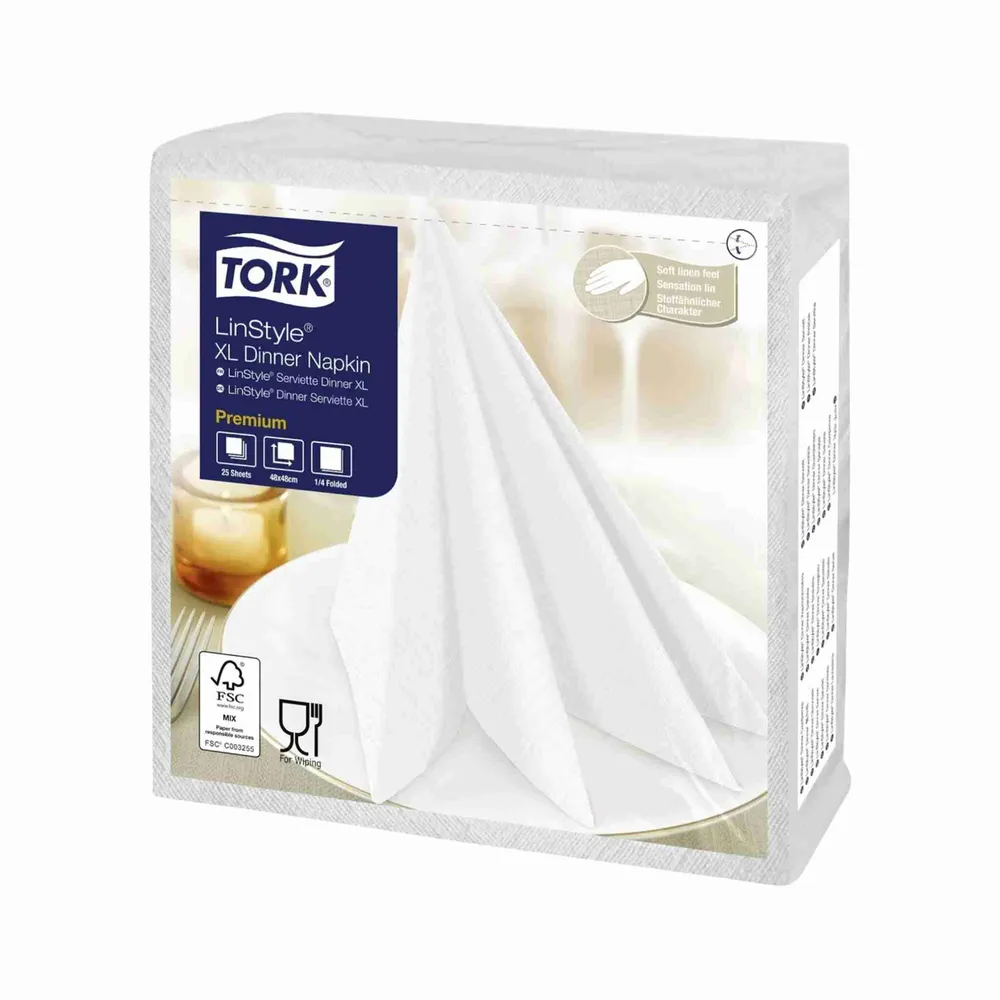 Servietter Tork LinStyle 48x48 cm Hvid 478883, 25 stk.