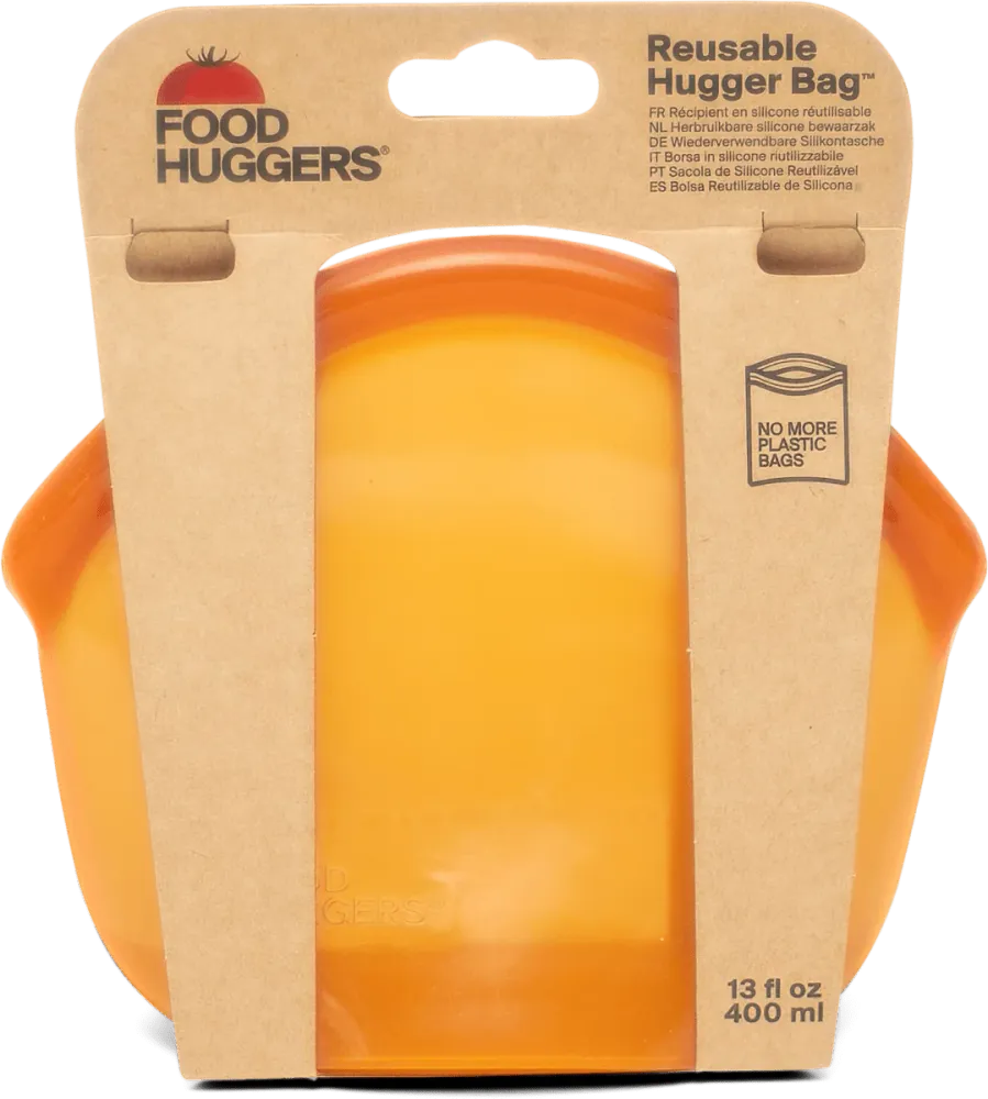 Hugger genanvendelig pose i fødevaregodkendt platinsilikone 400 ml, Amber