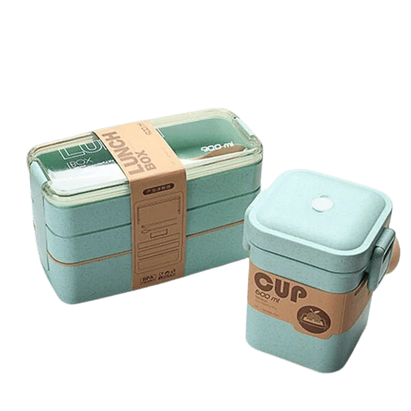 Japansk madkasse med flere rum og suppeglas Compatible IKEA Sektion Groen