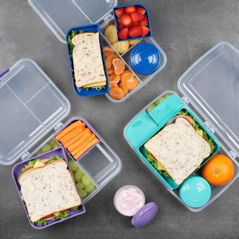 Sistema Bento Madkasse - Ruminddelt med Bæger - 1,65L - Klar/Minty Påfugl