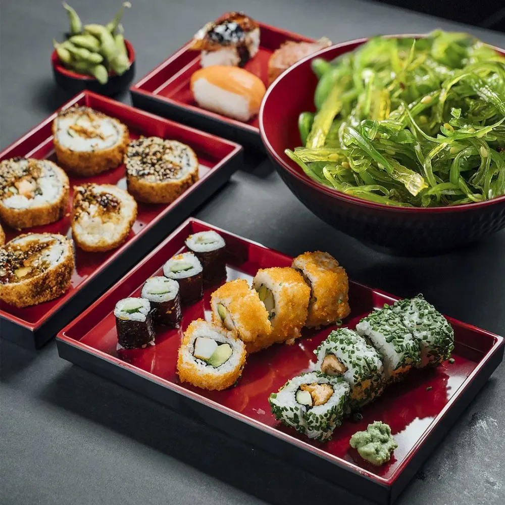 (6 stk.) Bento Box - ASIA PLUS - melamin - firkantet - onyx