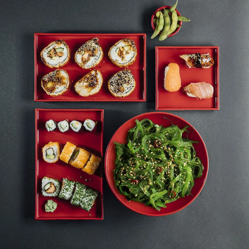 (6 stk.) Bento Box - ASIA PLUS - melamin - firkantet - onyx