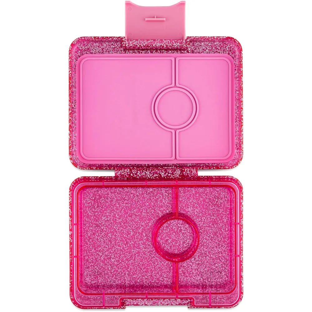 Yumbox Sparkle Pink Glitter / Tydelig Pink Tray Snack Size Small Bento Madkasse