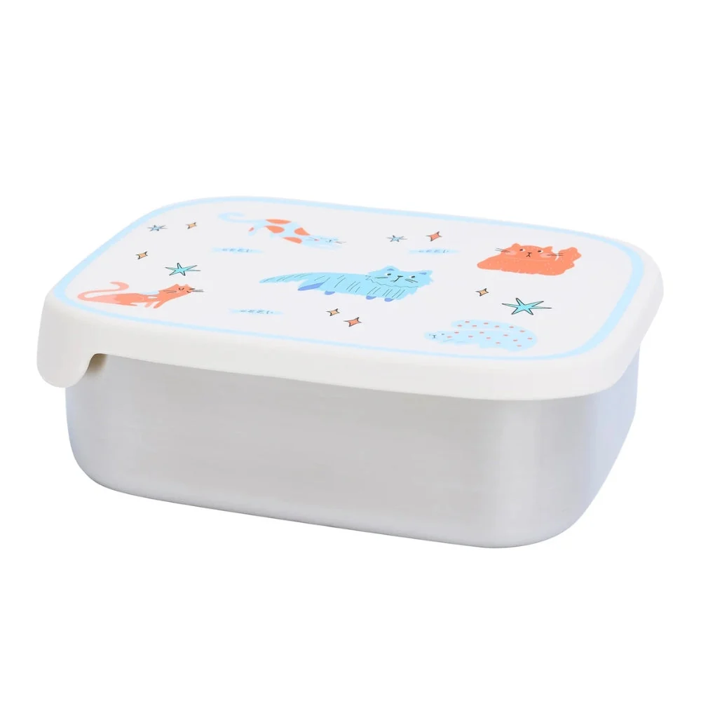 Cotton Cloud Children's rustfri stål madkasse med aftagelige rum Meowtiful Cats