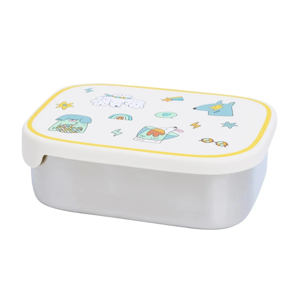 Cotton Cloud Children's rustfri stål madkasse med aftagelige rum Funky Dogs