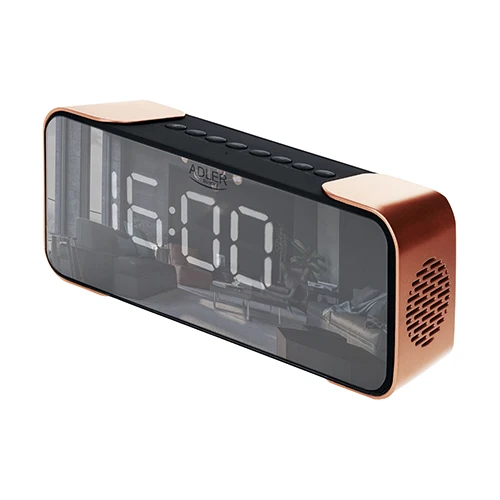 Radio i kobber farve med Vækkeur med Bluetooth og FM Radio