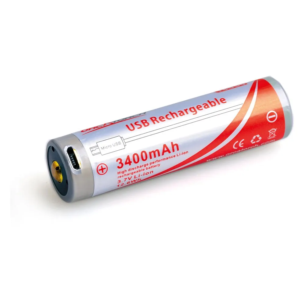 OrcaTorch - 18650 batteri m. USB-opladning