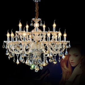 Belysning Luksus stearinlys Krystal Lysekroner Lys K9 Cognac Krystal Lysekroner Luster Lys Belysning ATY Home Decor