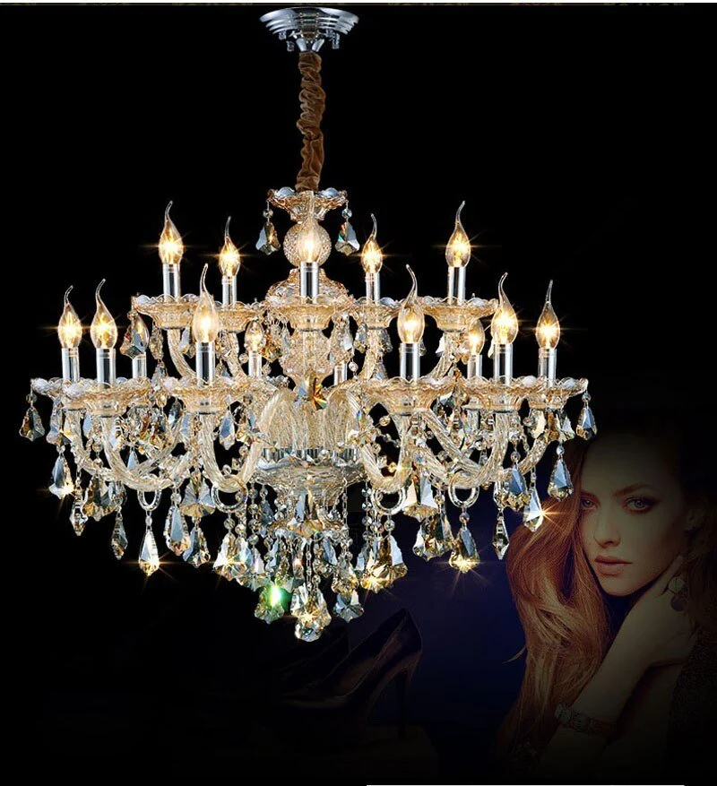 Belysning Luksus stearinlys Krystal Lysekroner Lys K9 Cognac Krystal Lysekroner Luster Lys Belysning ATY Home Decor