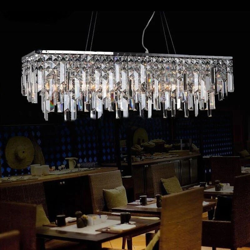 Belysning Moderne Crystal Pendel Light Krom rektangel Pendel Garanteret 100 % (L80cm B20cm H25cm) ATY Home Decor