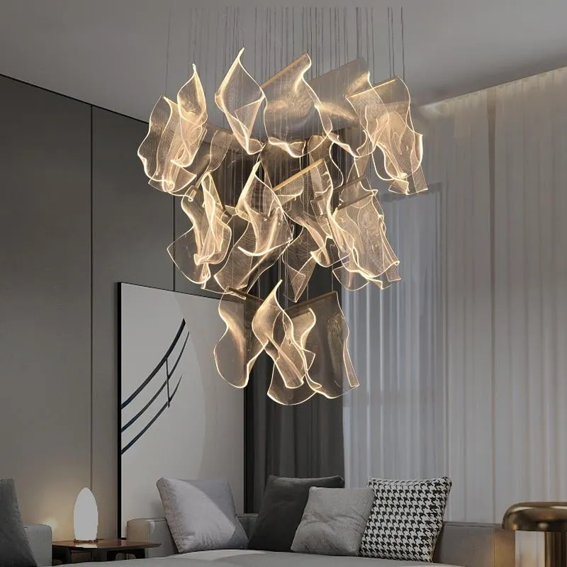 Duplex Roterende Trappe LED Lysekrone Belysning Postmoderne Kreativ Pendel Spisestue Living ATY Home Decor