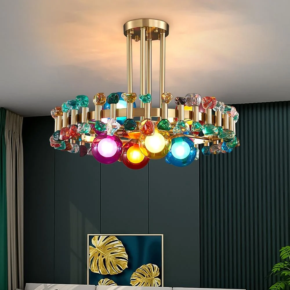 Farverig moderne krystallysekrone til stue og spisestue ATY Home Decor