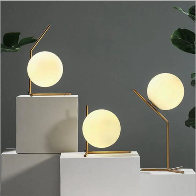 Moderne LED Bordlampe Skrivebordslampe Lysskærm Glaskugle Bordlampe Skrivebordslampe til soveværelse Stue Gulv Sengekant G...
