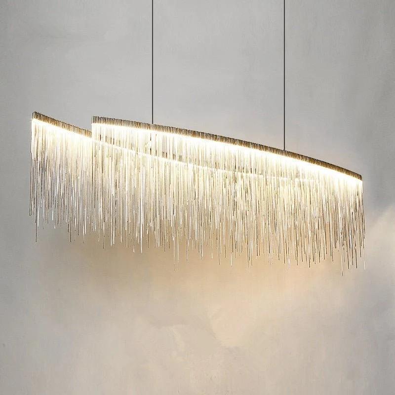 Nordisk Lysekrone Led Pendel Lamper Krom Slank Kæde Lysarmatur Aluminium Luster Moderne boligbelysning ATY Home Decor