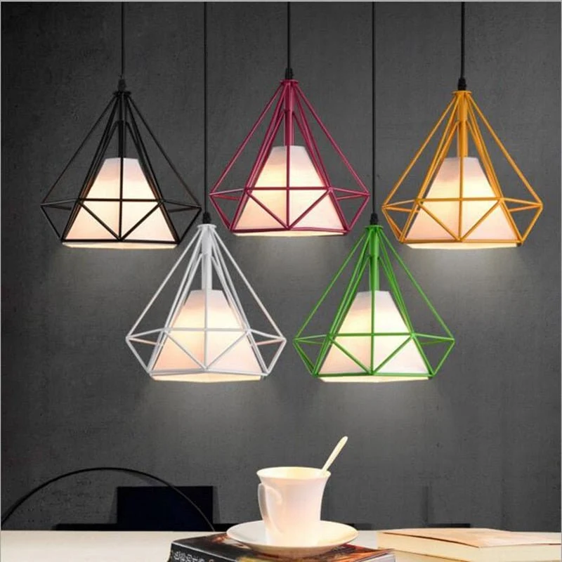 Pendellamper, moderne farverigt fuglebur LED køkkenlys Køkkenø hængelampe ramme Hanglamp belysningsarmatur ATY Home Decor
