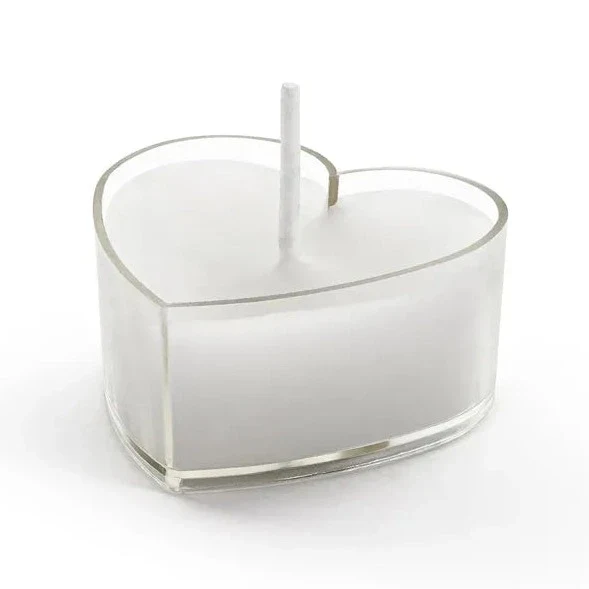 Hvide hjertelys, 4 cm, 10 stk.