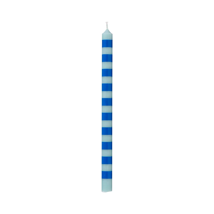 Kertelys m. Blå Striber | 4-pak | Stearinlys