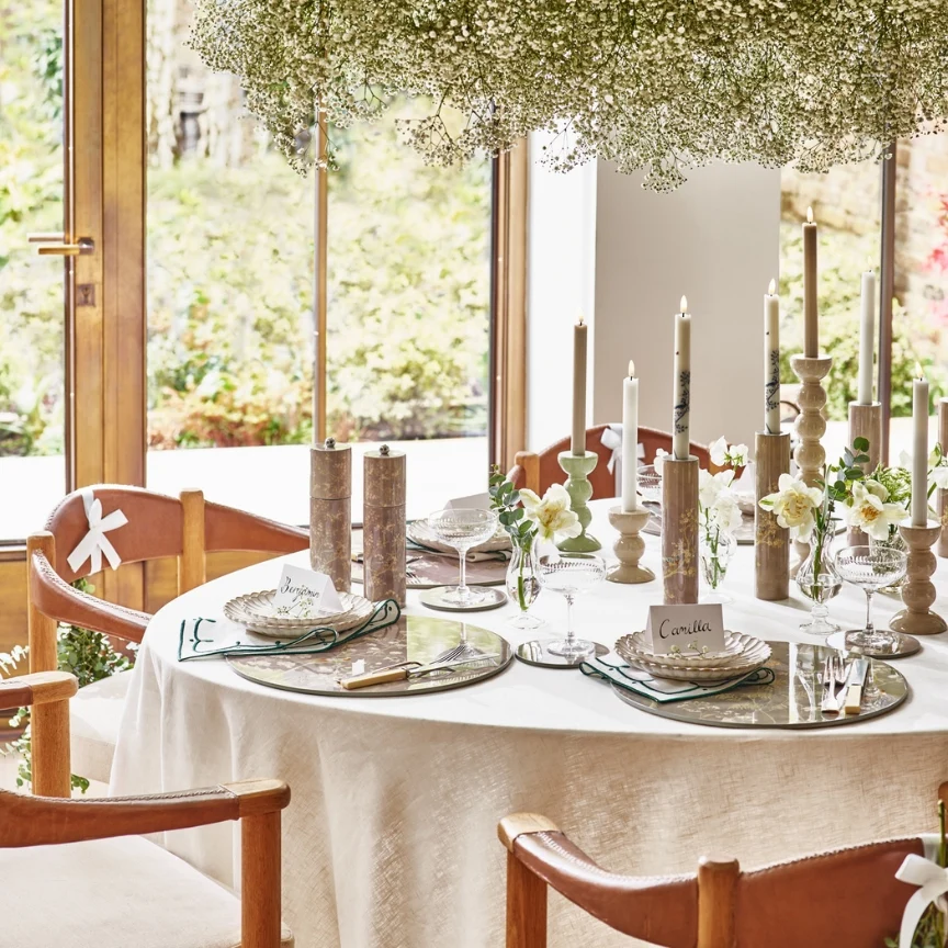 Grå Chinoiserie Lysestage