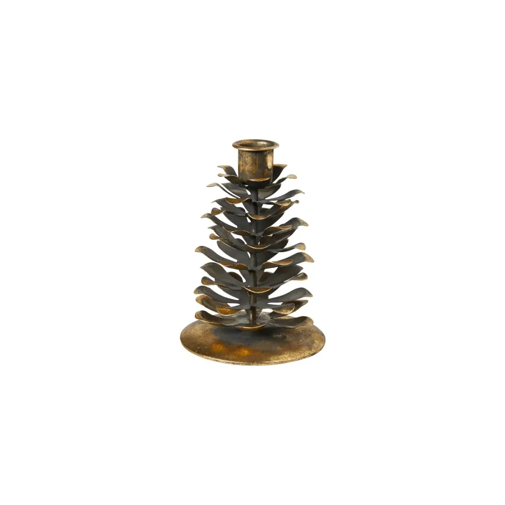 Lysestage i metal - Kogle, 14 cm