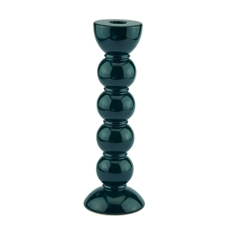 Tall Racing Green Bobbin Lysestage- 24cm