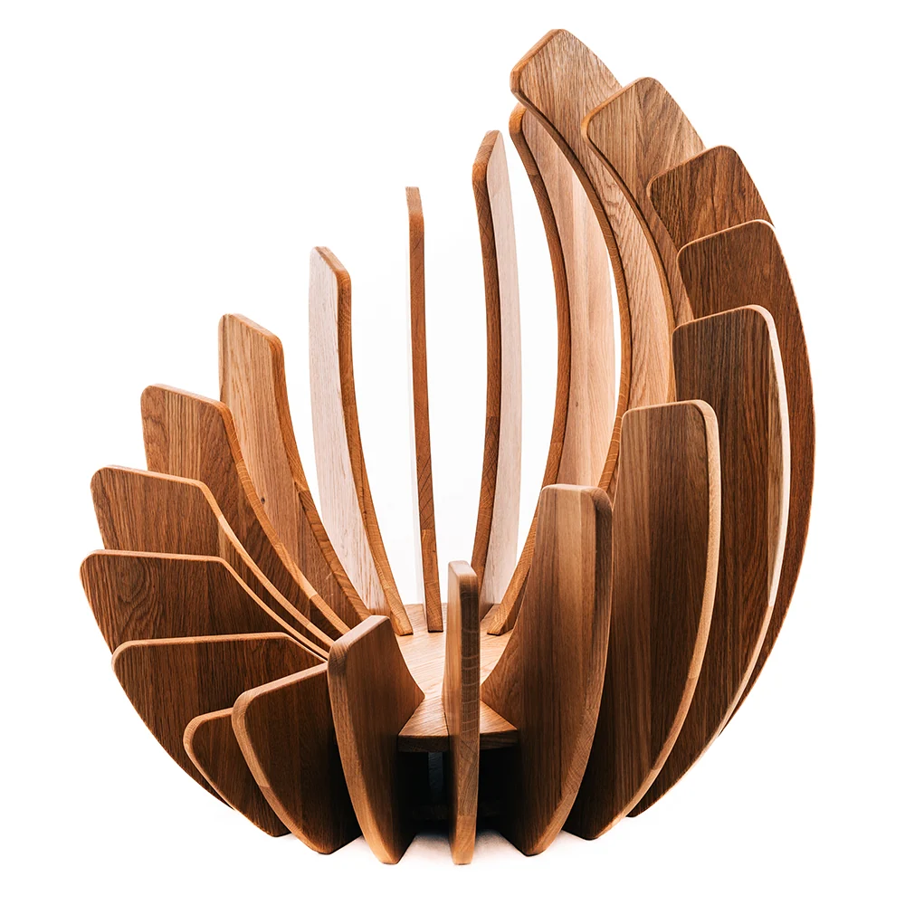 BIG LEAF Ø70cm | LYSESTAGE/SKULPTUR | MASSIVT EGETRÆ | MØRKOLIE