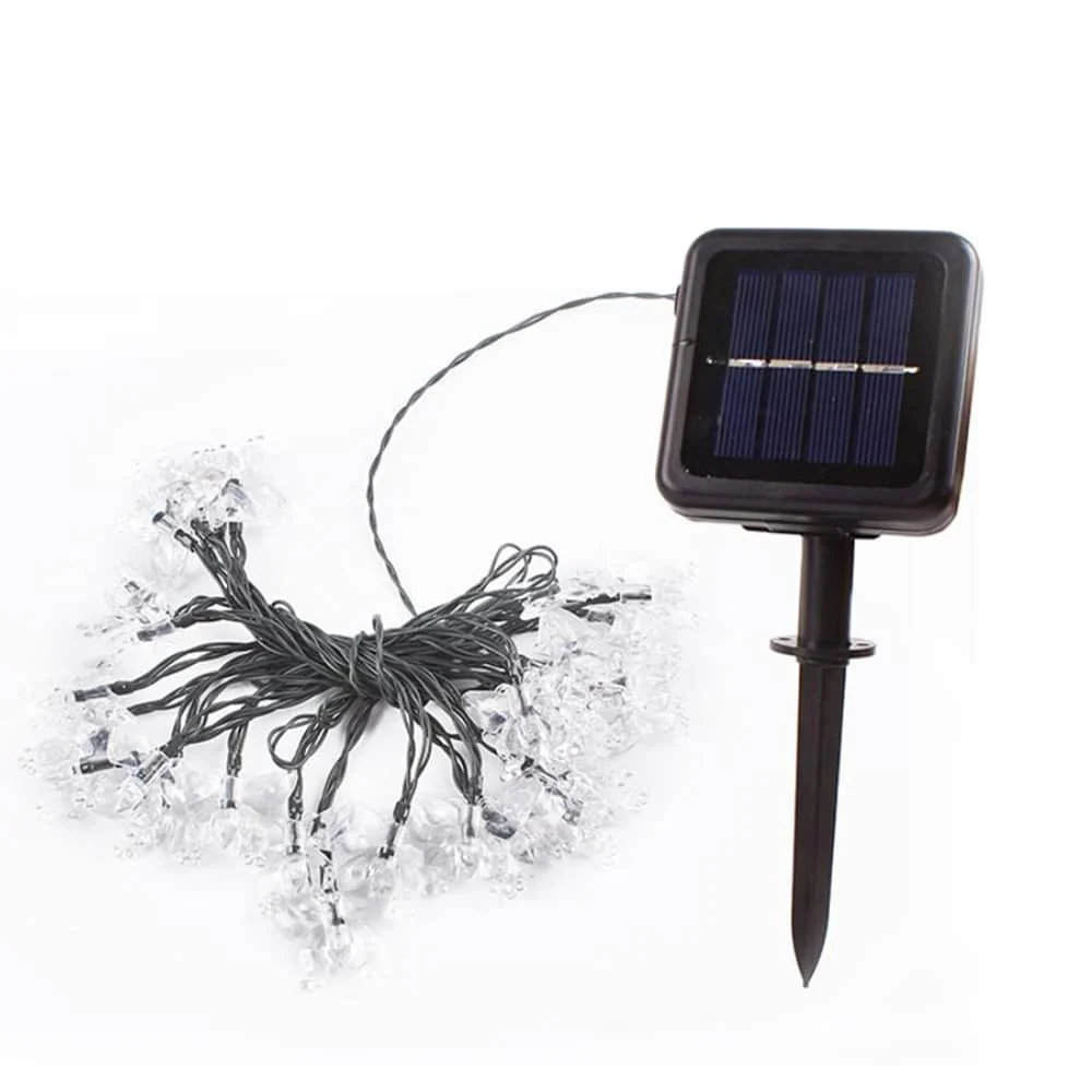 LED-lyskæde 4 meter m/30 Sommerfugle - Soldrevet -