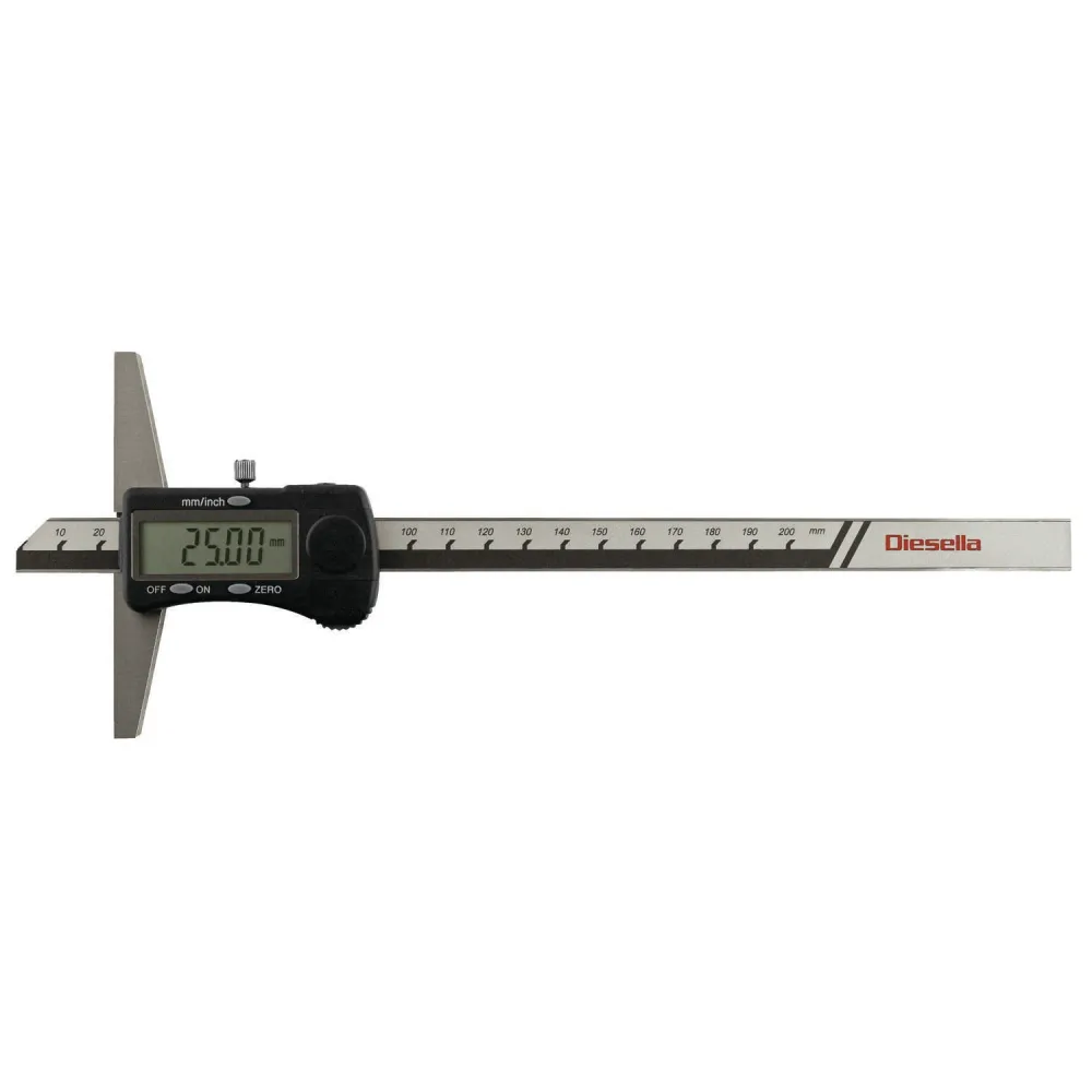 DIESELLA Computerized Dybdemål 0-200x0,01mm med bro længde 100mm