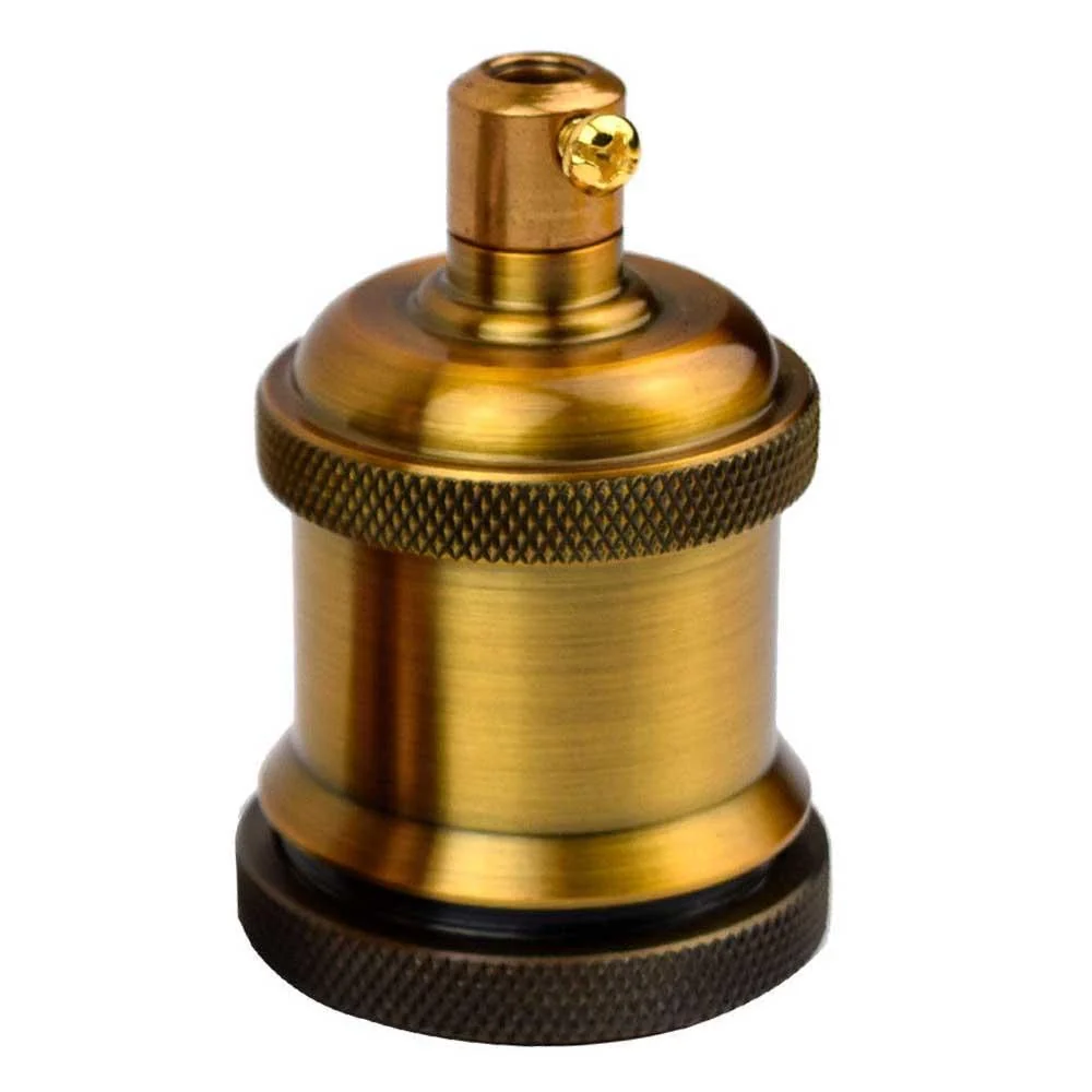 Gul messing metal lampeholder forkromet E27 Ideel til Edison pære ~ 1115