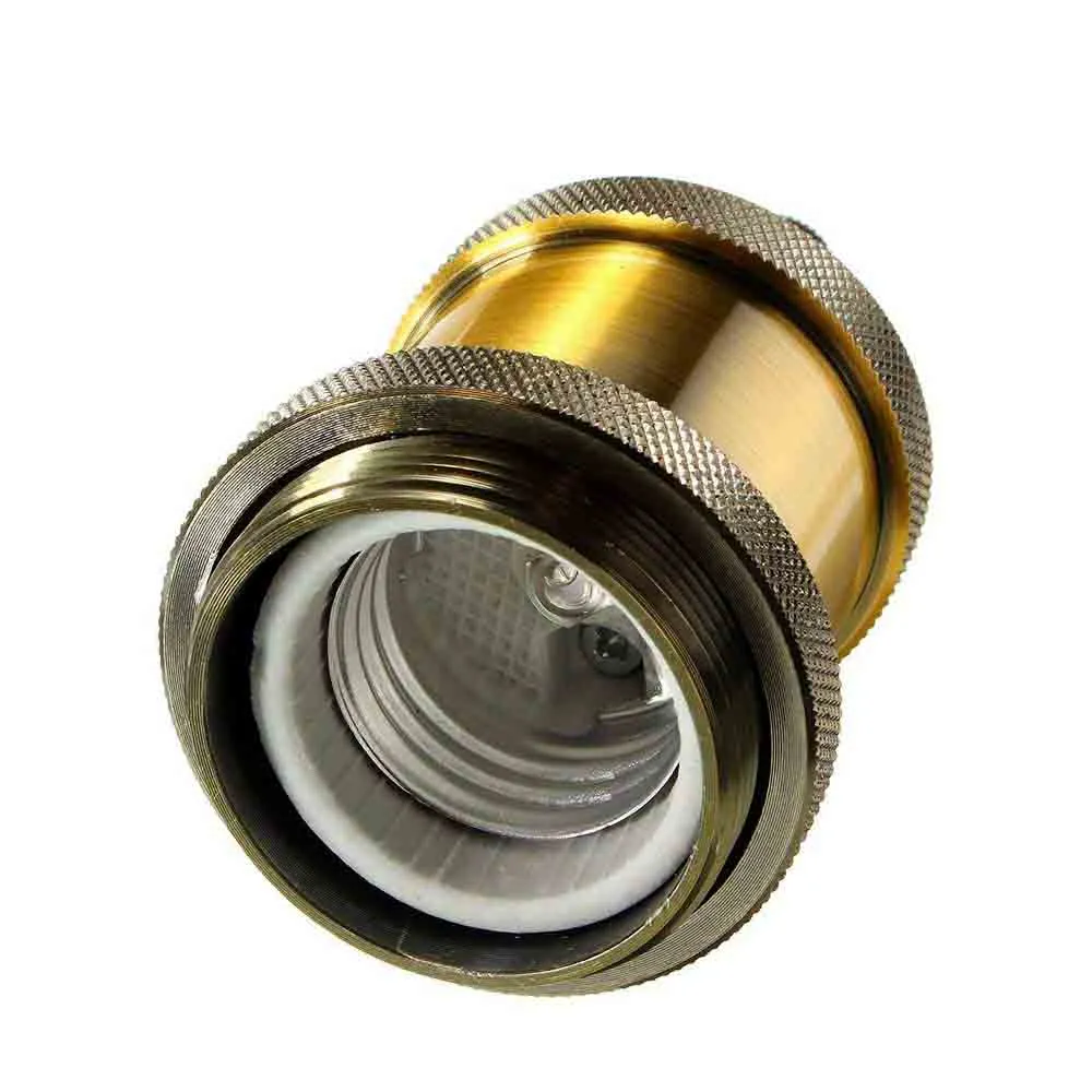 Gul messing metal lampeholder forkromet E27 Ideel til Edison pære ~ 1115