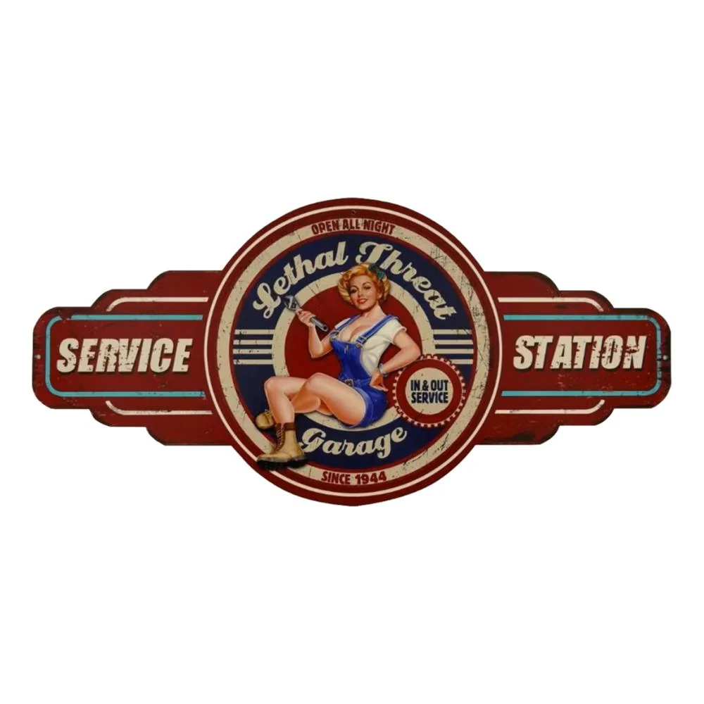 Retroworld Lethal Threat Garage Metalskilt - 60 x 28 cm