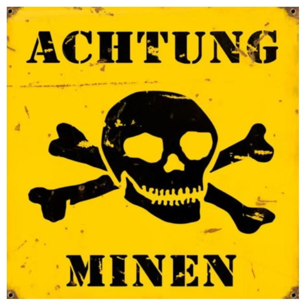 Retroworld Metalskilt Achtung Minen - 24 x 24 cm
