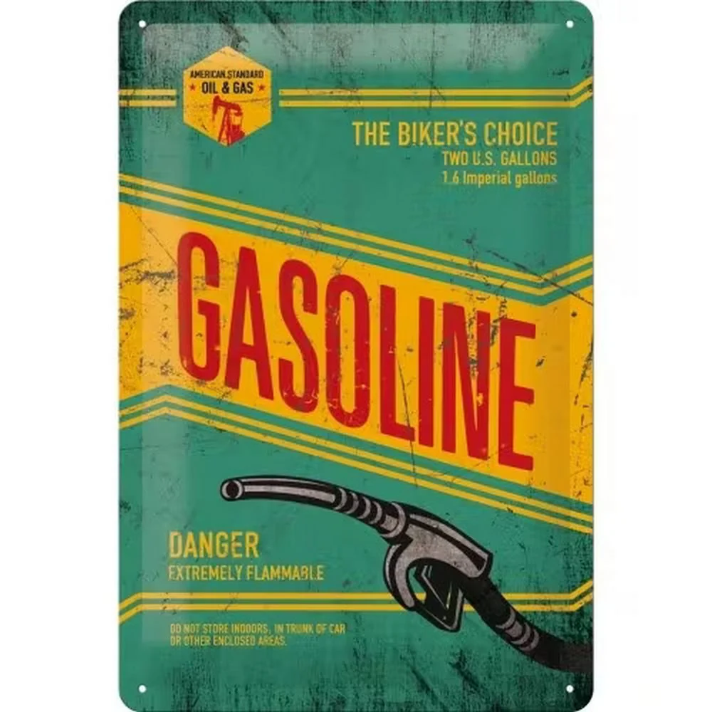 Retroworld Metalskilt Gasoline - 20 x 30 cm