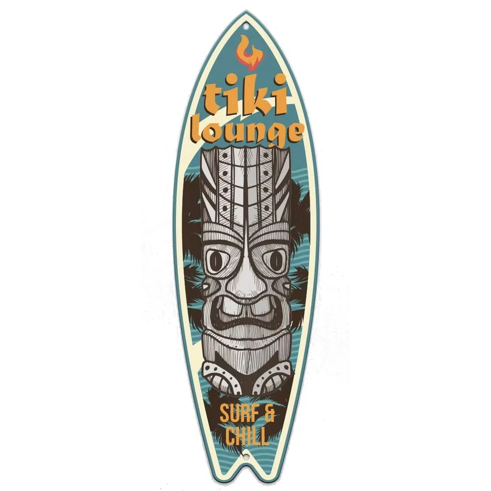 Retroworld Metalskilt Surfboard Tiki Lounge - 32 x 10 cm