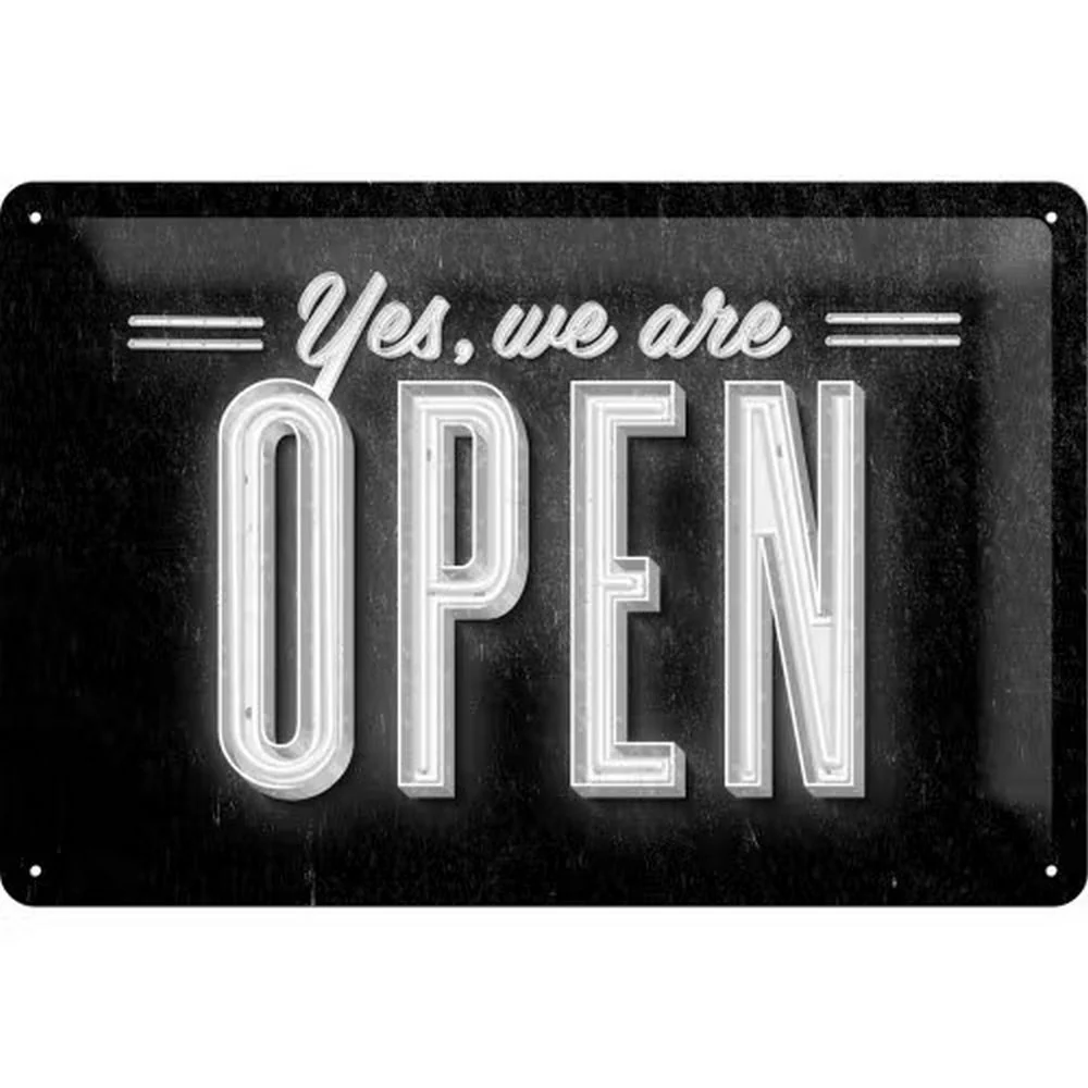 Retroworld Metalskilt YES WE ARE OPEN - 30 x 20 cm