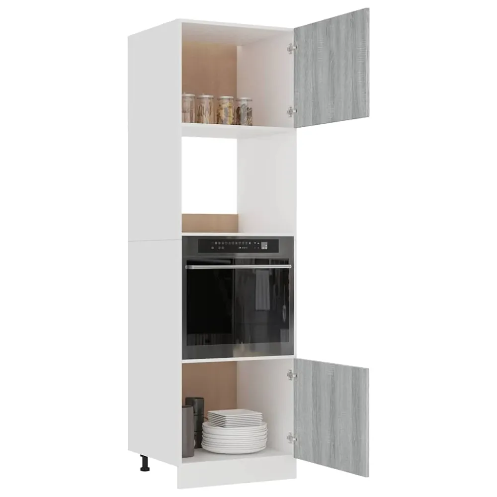 mikrobølgeovnsskab "Lyon" grå Sonoma 60x57x207 cm designed træ