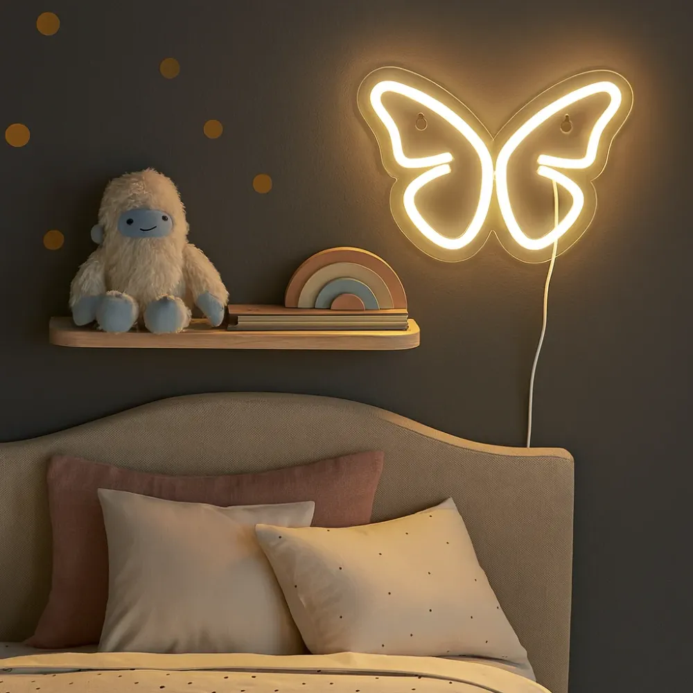 Butterfly Neon Væglampe Varm Hvid