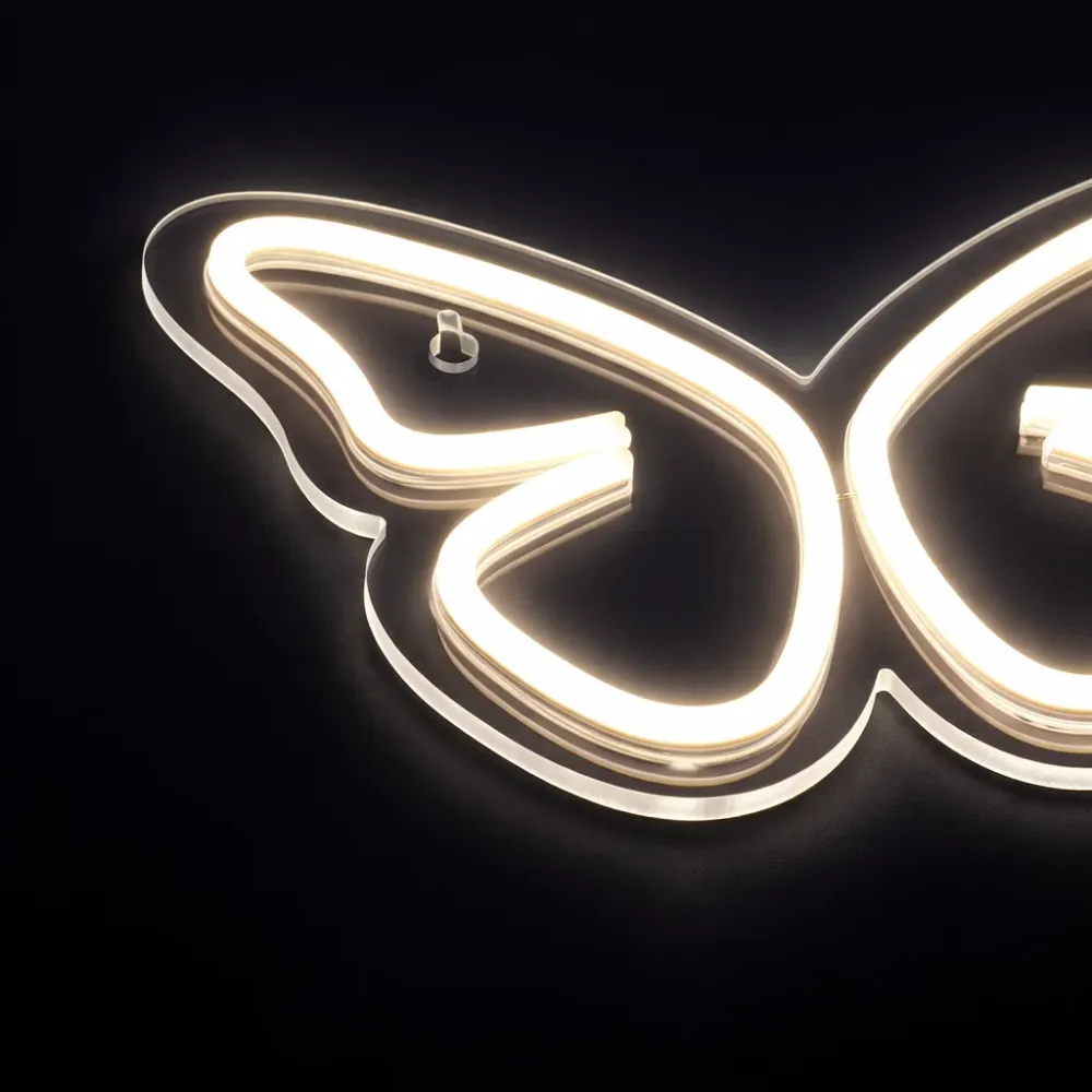 Butterfly Neon Væglampe Varm Hvid